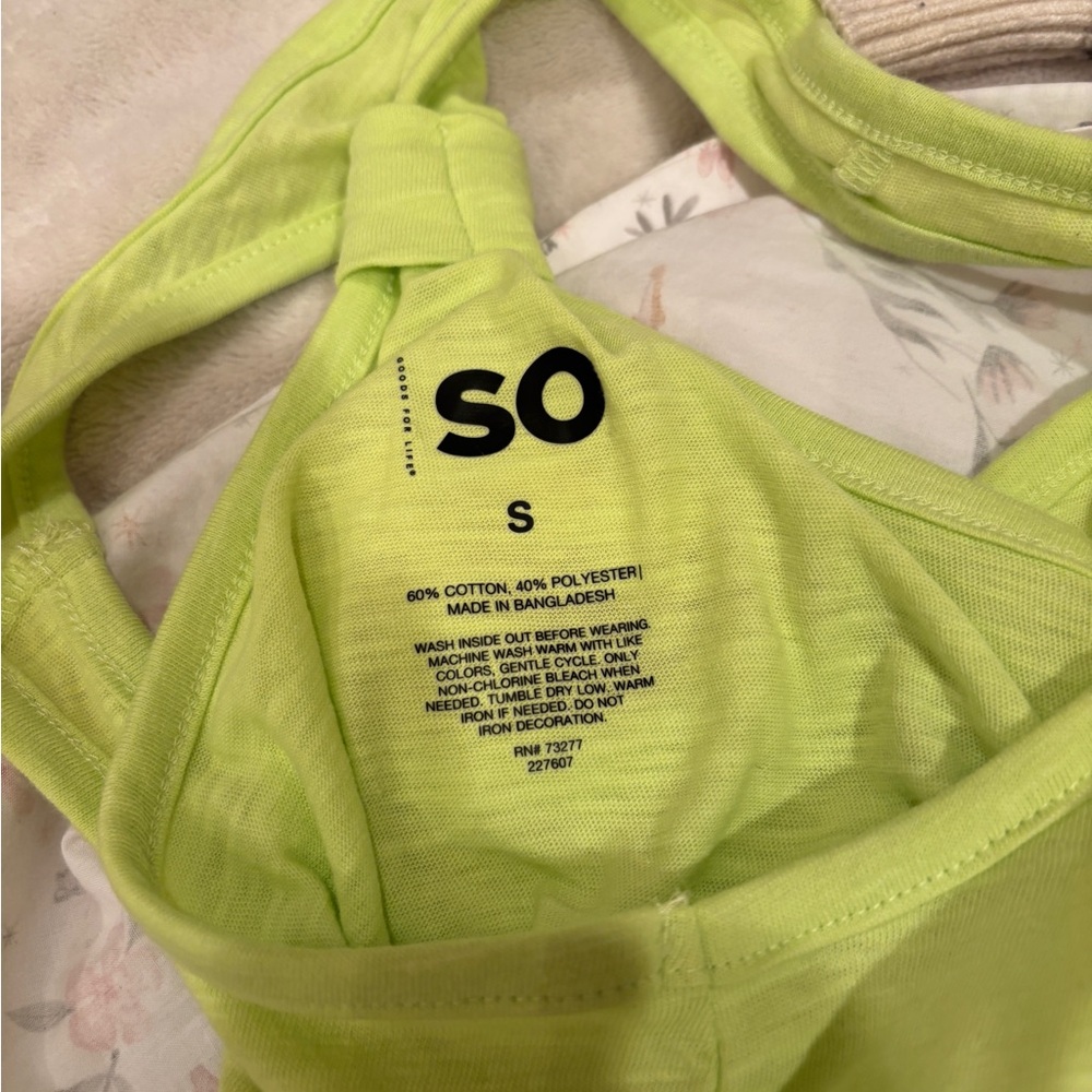 SO Bright Lime Sleeveless Top Never Woren